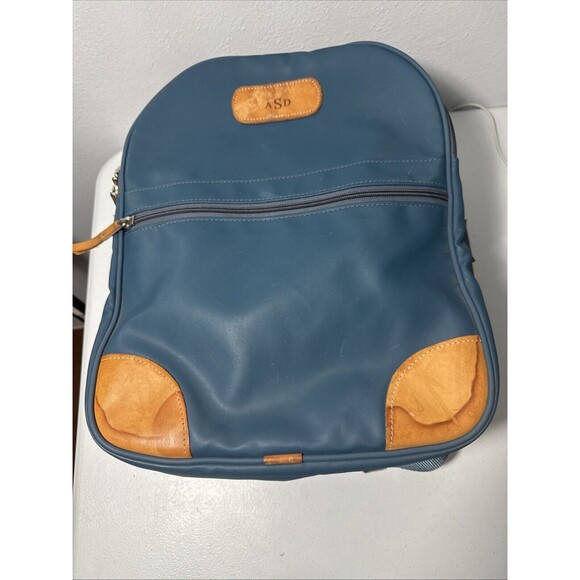 Jon Hart Design Backpack Adults Blue Coated Canvas Leather Trim - Picture 16 of 16